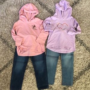 OshKosh B’gosh long sleeve hoodie shirts & jeans bundle toddler girl size 4T